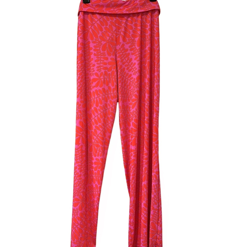 Trina Turk Trellis Pattern Swim Cover Up Wide Leg Pants Pink & Orange Sz XL NWT